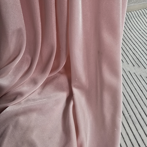 80s Vintage Prom Dress Satin Pink Lace Bodice Sleeveless Ruched Union Made Small - Picture 8 of 16